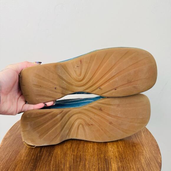 Elle Blue Leather Slip On Lace Up Shoes Women’s Size 8 - Picture 8 of 11